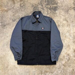 Vintage Dickies Workwear Jacket Grey & Black Two-Tone Quilted Lining Size M